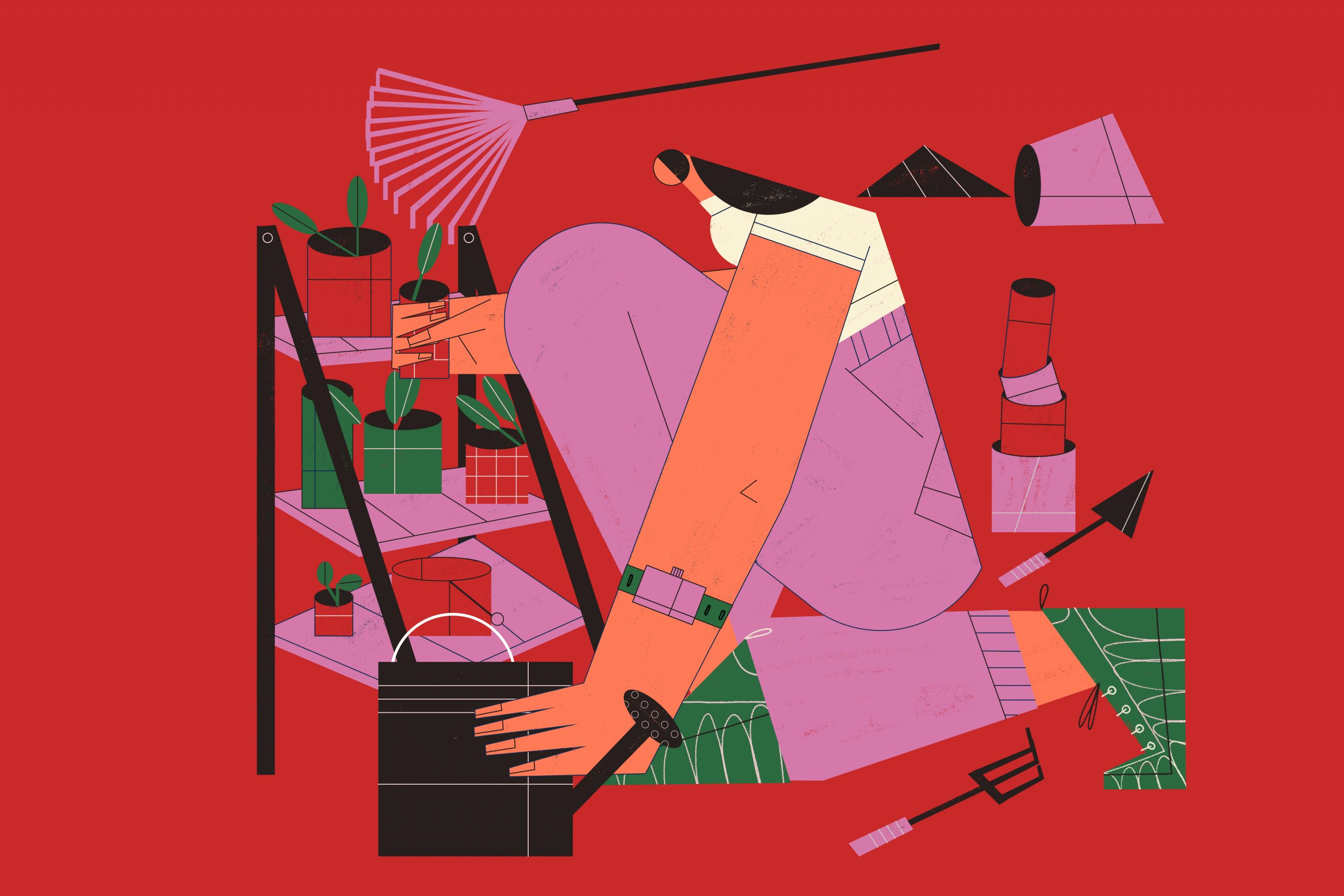 A Woman practice horticultural and Gardening hobby as meaningful leisure.